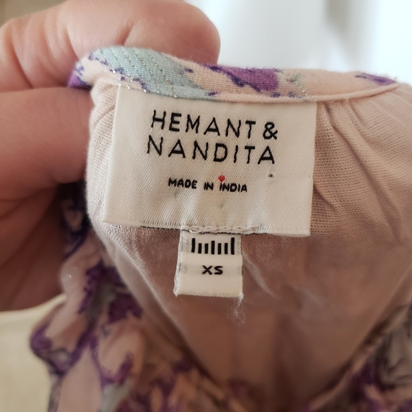 Hemant & Nandita Asia long sleeve mini dress pink lilac extra small XS - Picture 14 of 16